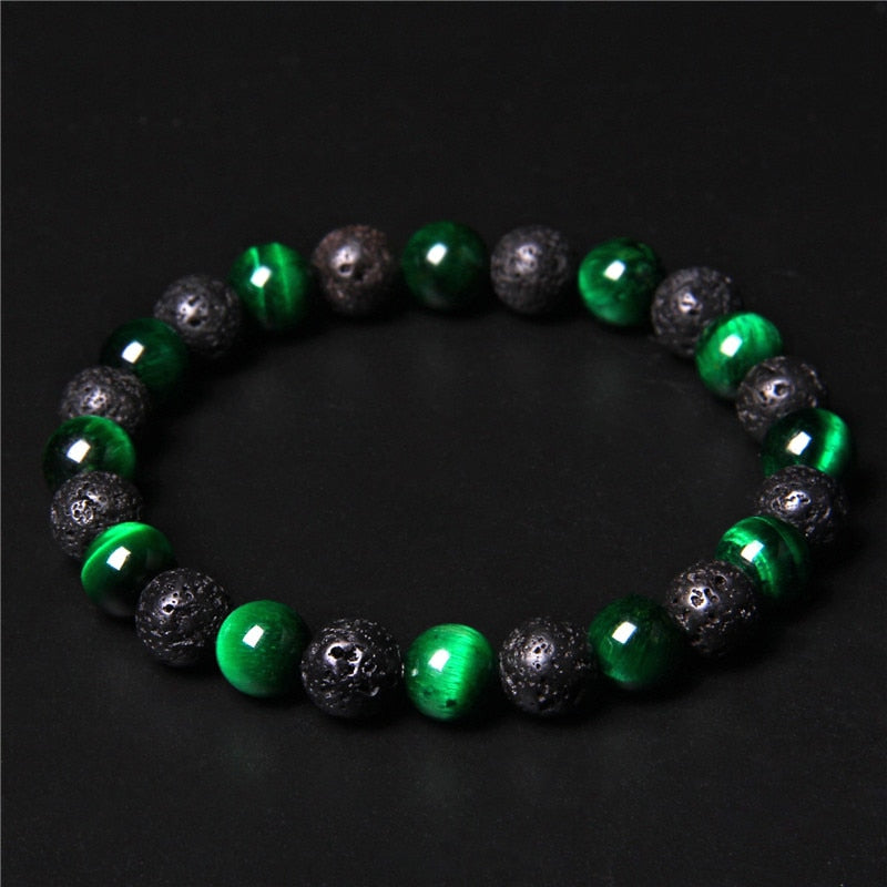 Lava Rock And Natural Stone Bead Bracelet