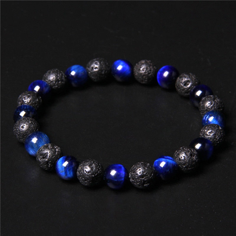 Lava Rock And Natural Stone Bead Bracelet