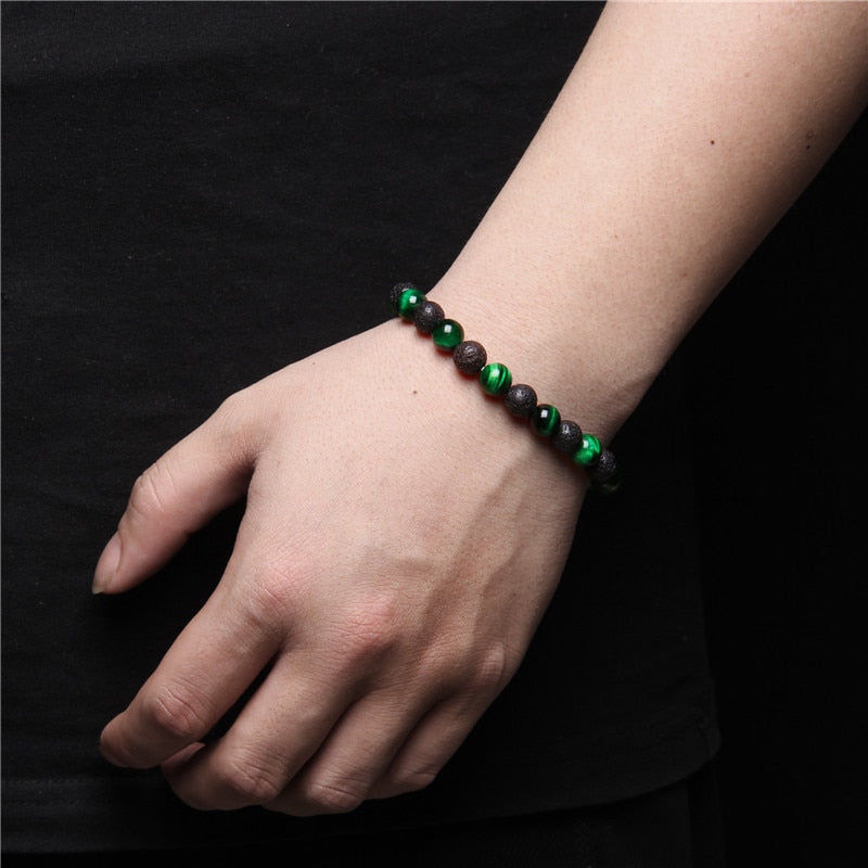 Lava Rock And Natural Stone Bead Bracelet