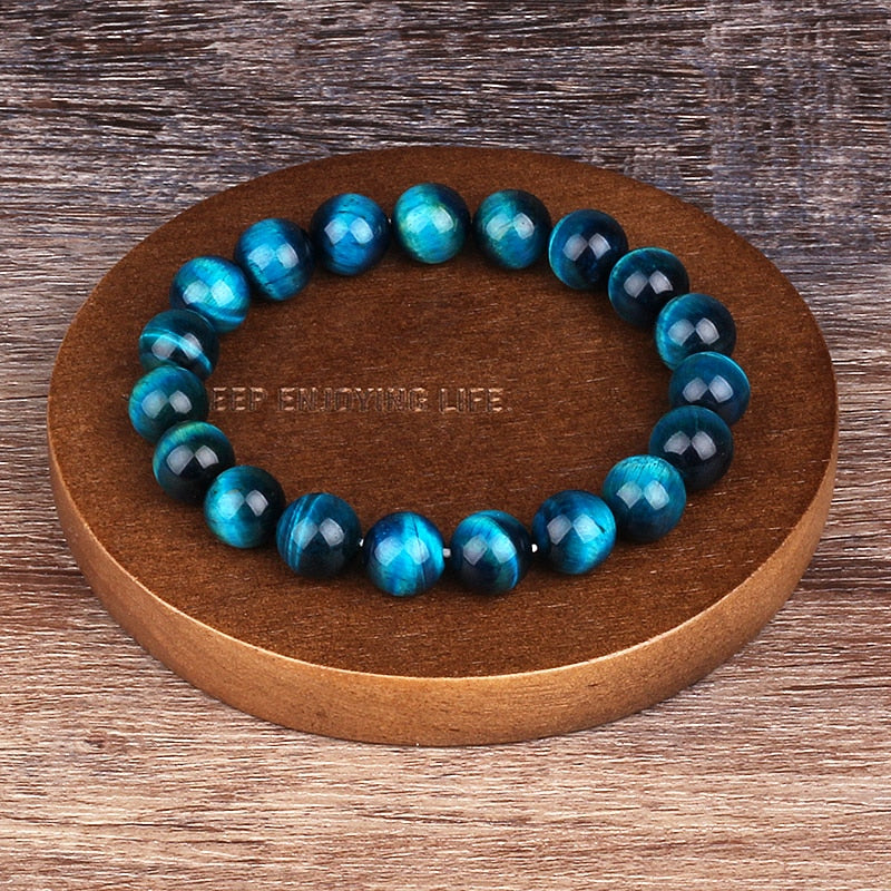 Lake Blue Tiger Eye Bead Bracelet