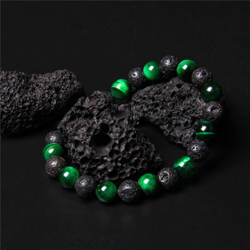 Lava Rock And Natural Stone Bead Bracelet