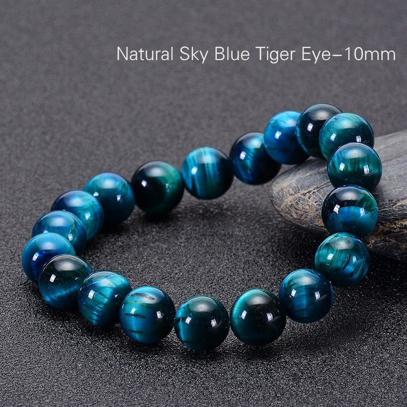 Lake Blue Tiger Eye Bead Bracelet