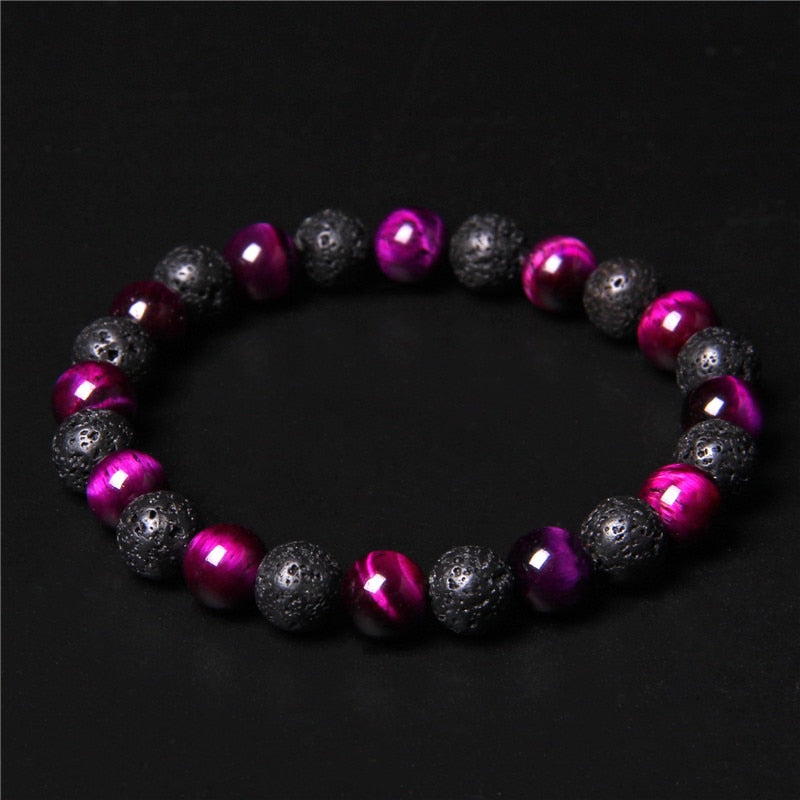 Lava Rock And Natural Stone Bead Bracelet