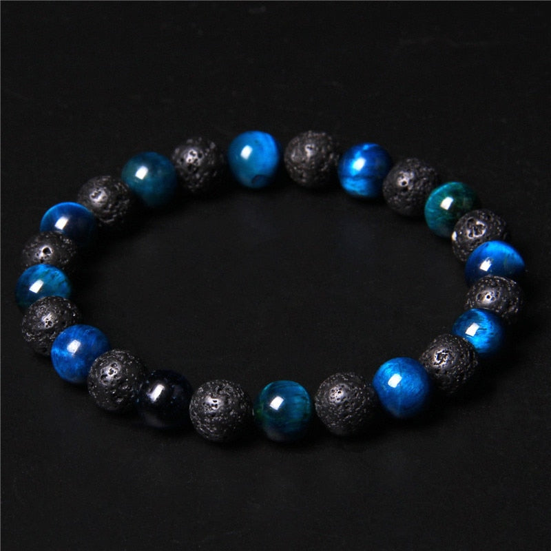 Lava Rock And Natural Stone Bead Bracelet