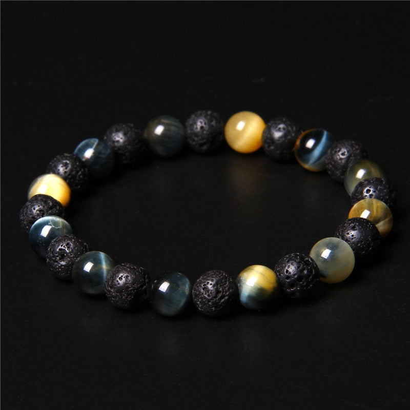 Lava Rock And Natural Stone Bead Bracelet