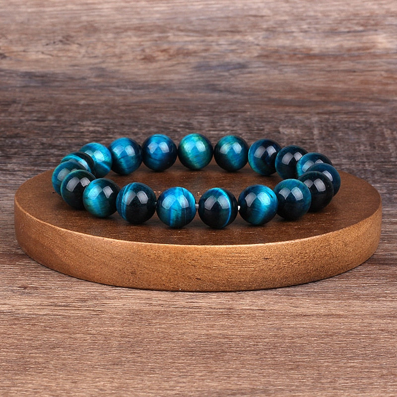 Lake Blue Tiger Eye Bead Bracelet