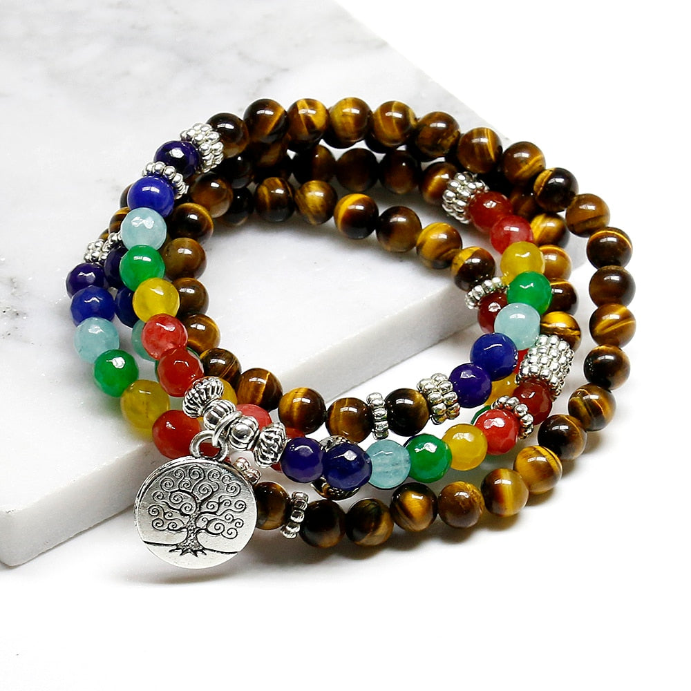 Natural 7 Chakra 108 Bead Mala Bracelets