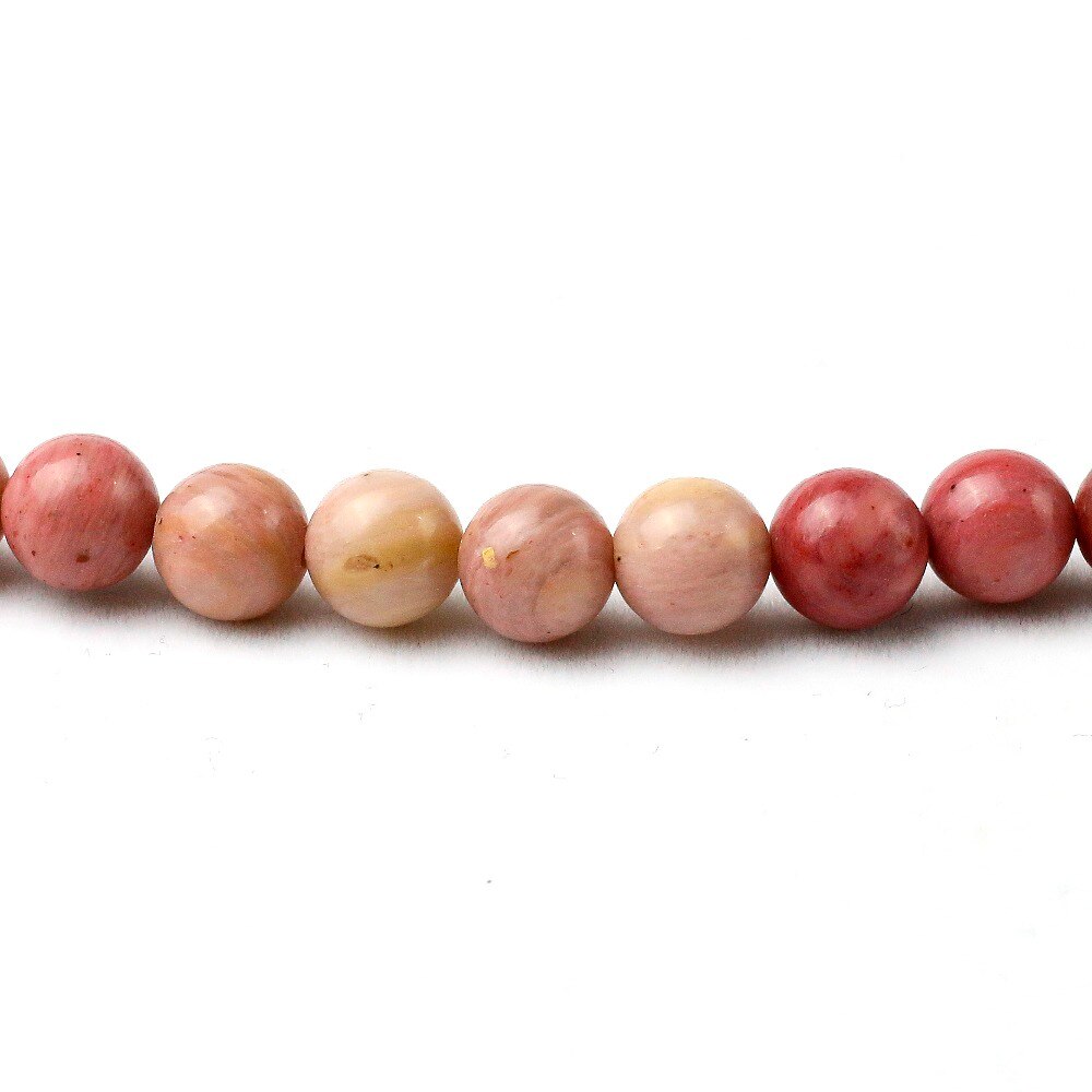 Natural Rhodochrosite Stone Bead Mala With Om Charm