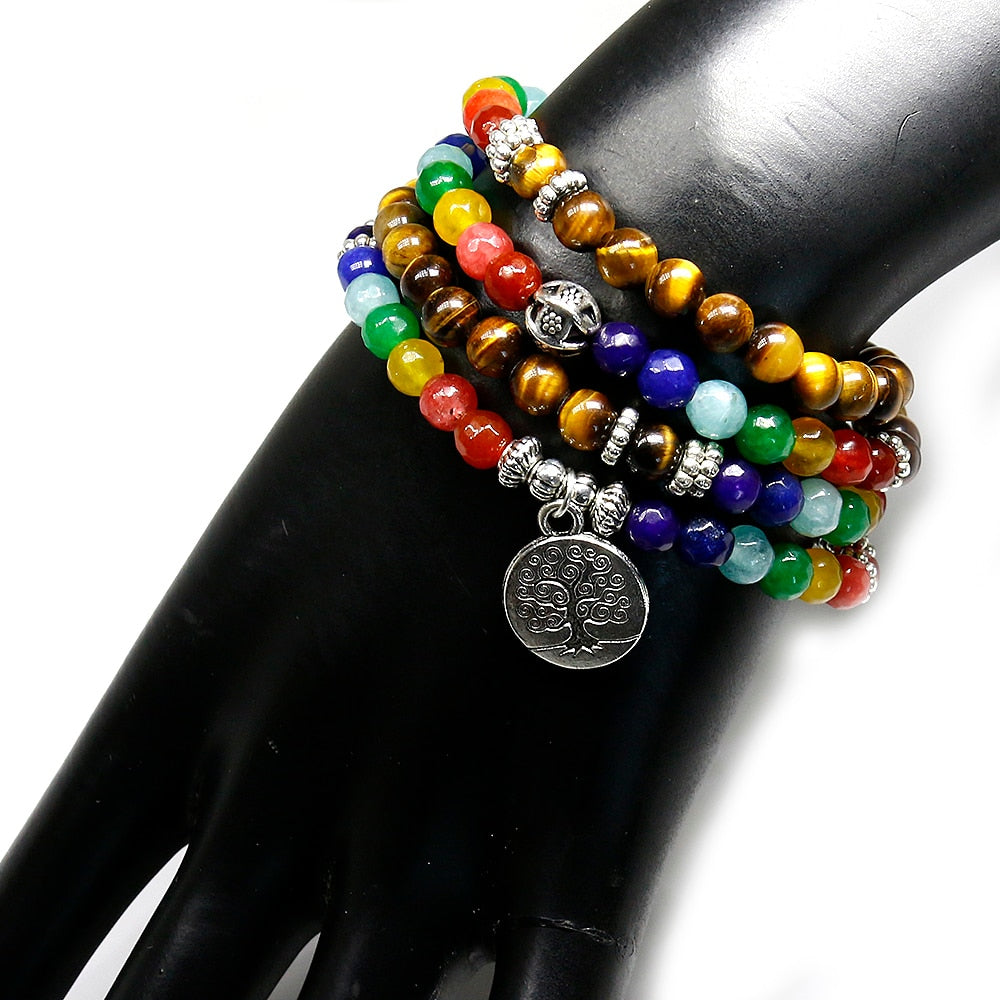 Natural 7 Chakra 108 Bead Mala Bracelets