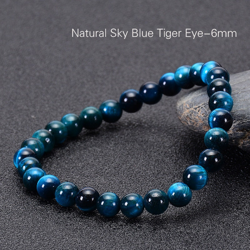 Lake Blue Tiger Eye Bead Bracelet