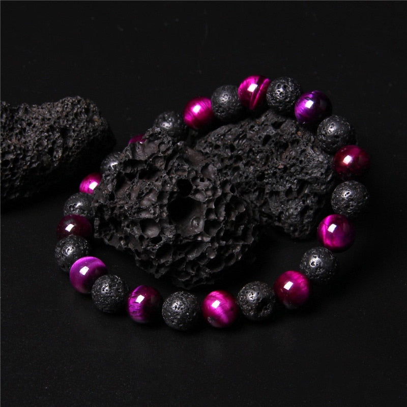 Lava Rock And Natural Stone Bead Bracelet
