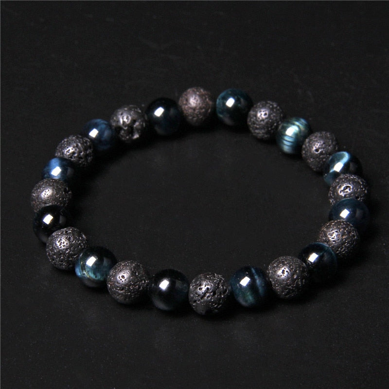 Lava Rock And Natural Stone Bead Bracelet