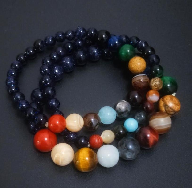 Eight Planets Solar System Natural Stone Bracelet