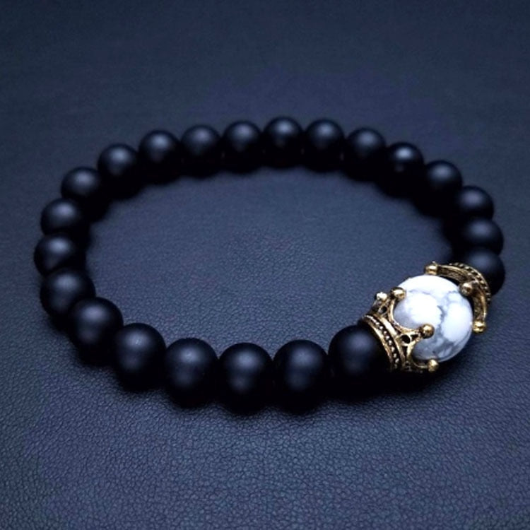 Luxury Crown Natural Stone Bead Bracelet