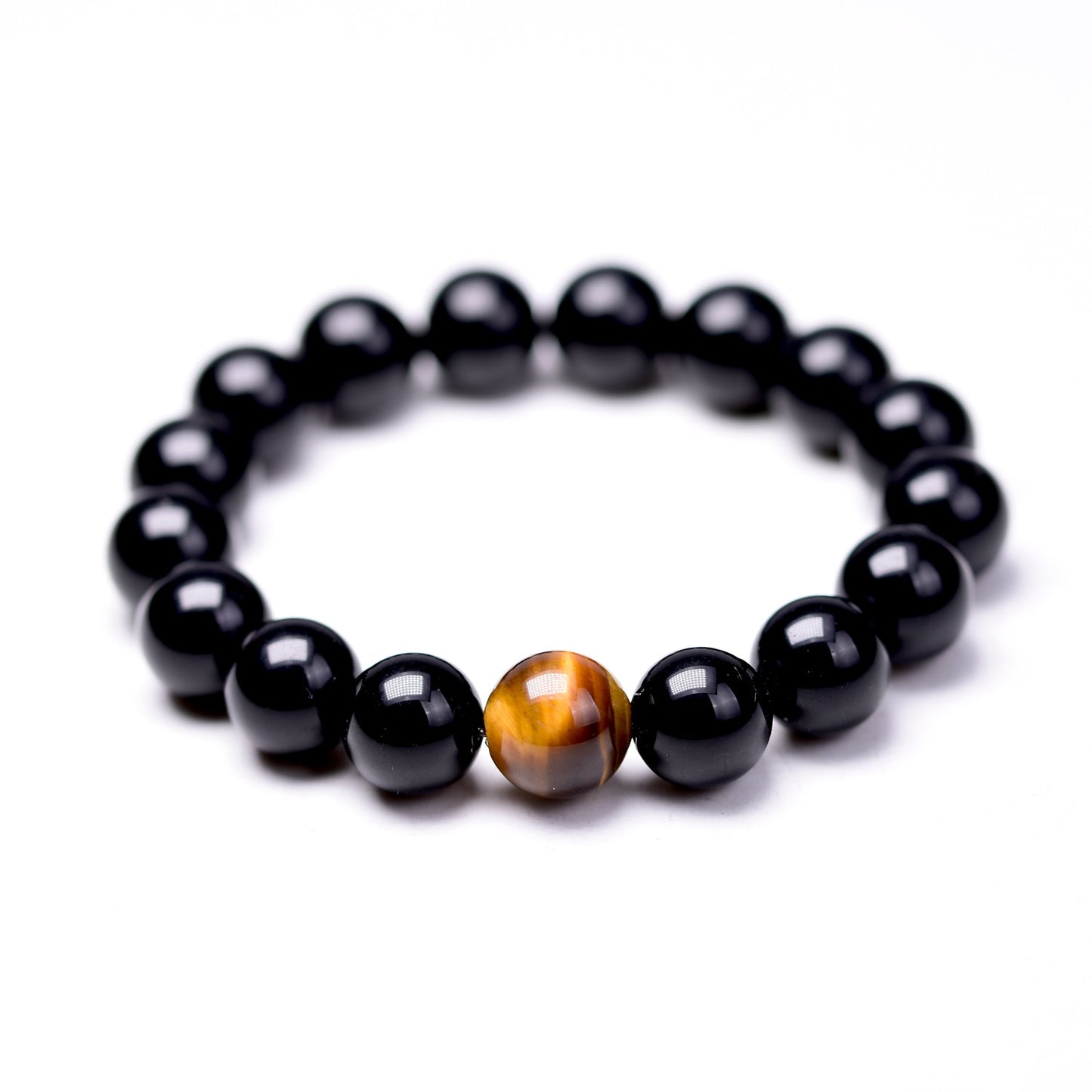 Natural Black Onyx with Tiger Eye Stone Bracelet