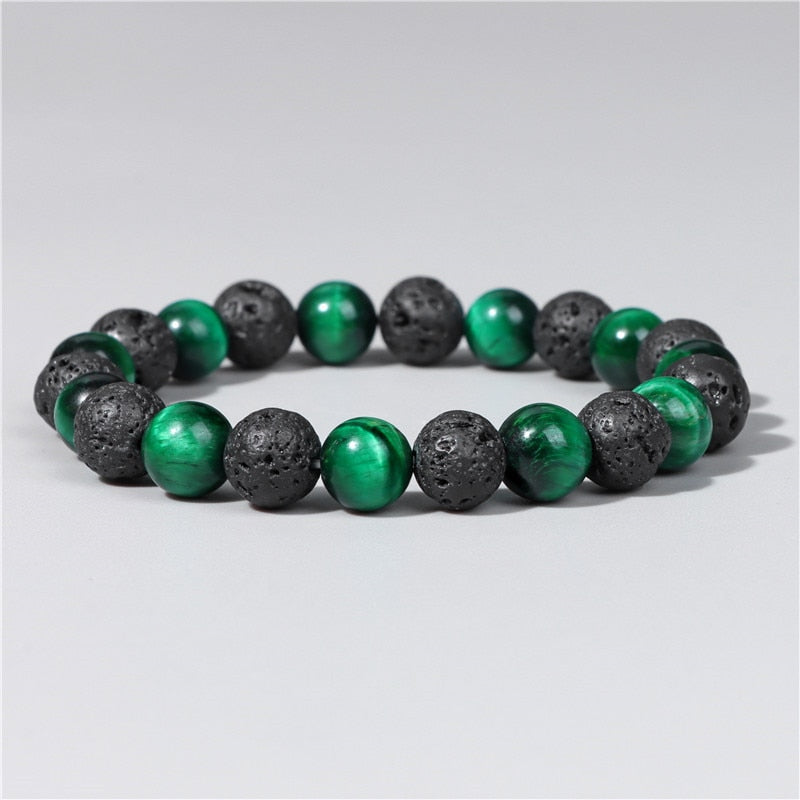 Lava Rock And Natural Stone Bead Bracelet