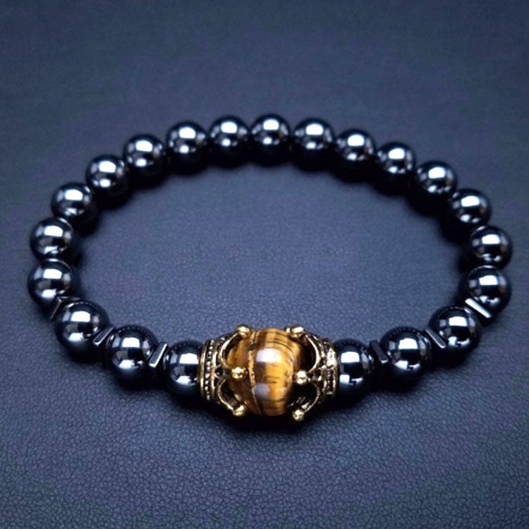 Luxury Crown Natural Stone Bead Bracelet