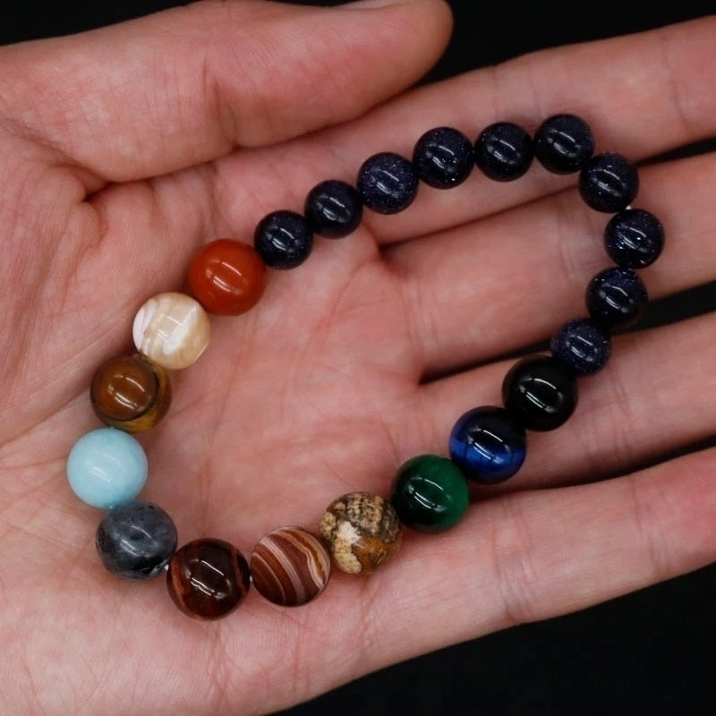 Eight Planets Solar System Natural Stone Bracelet