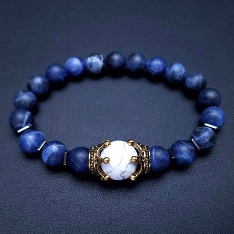 Luxury Crown Natural Stone Bead Bracelet