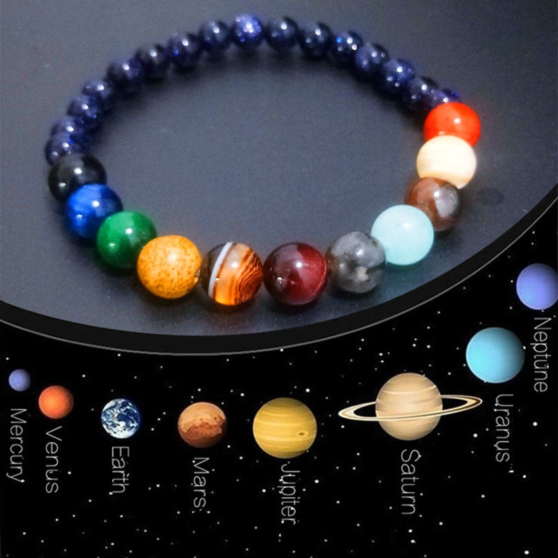 Eight Planets Solar System Natural Stone Bracelet