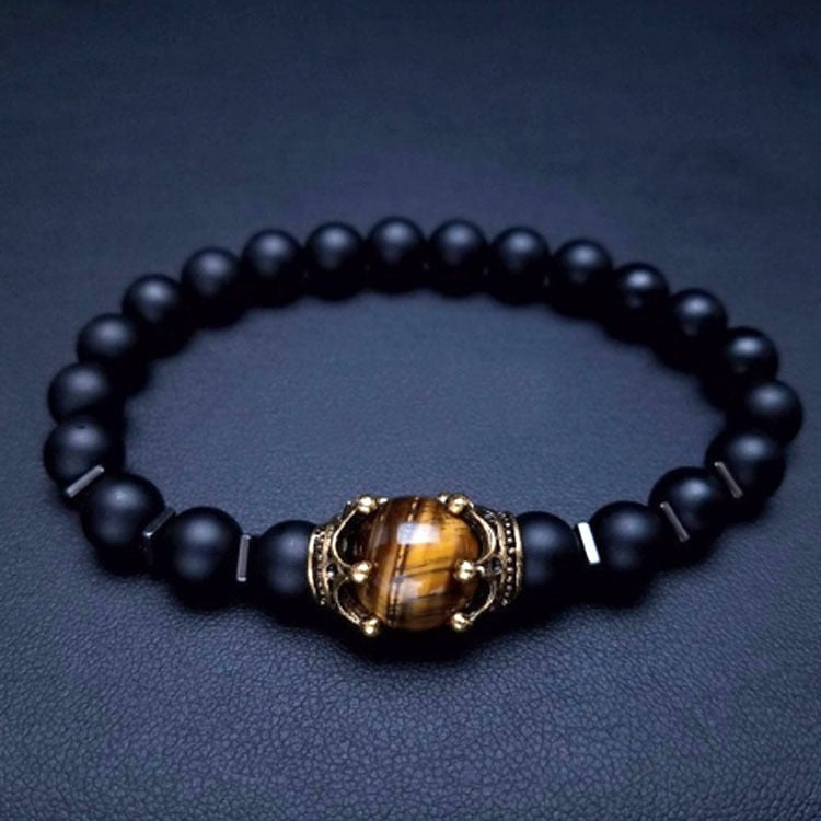 Luxury Crown Natural Stone Bead Bracelet