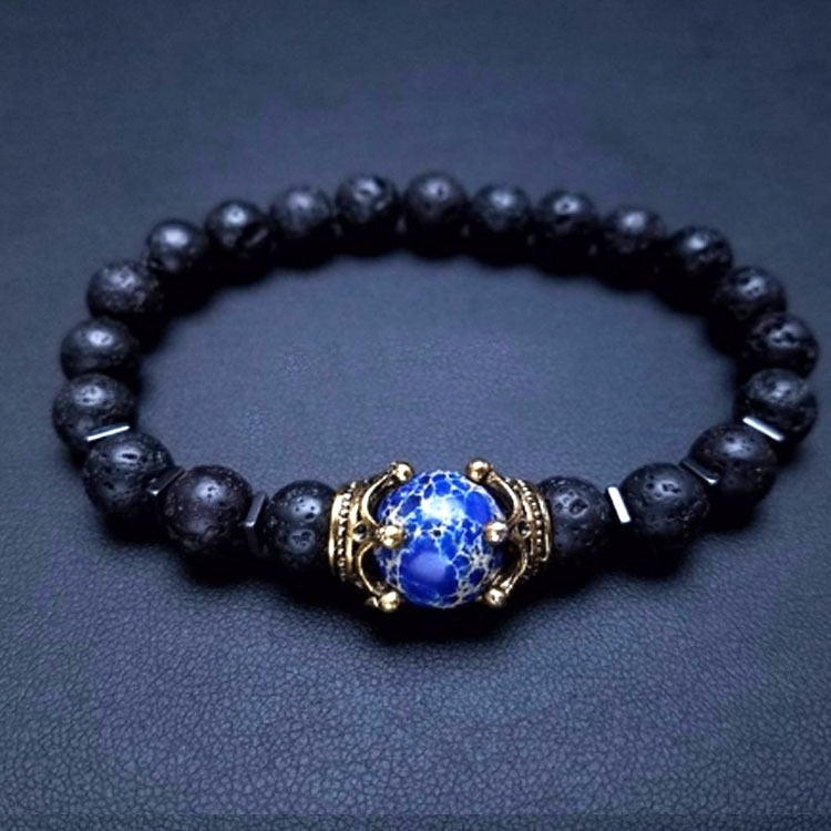 Luxury Crown Natural Stone Bead Bracelet