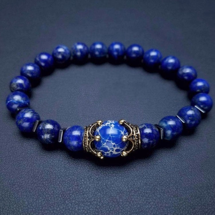 Luxury Crown Natural Stone Bead Bracelet