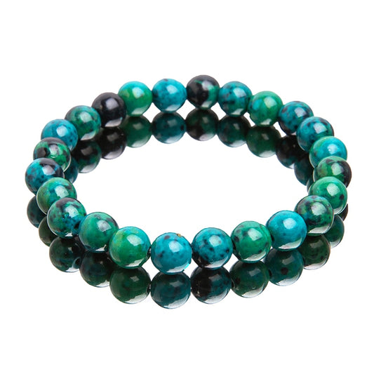 Chrysocolla Malachite Natural Stone Beads Bracelet