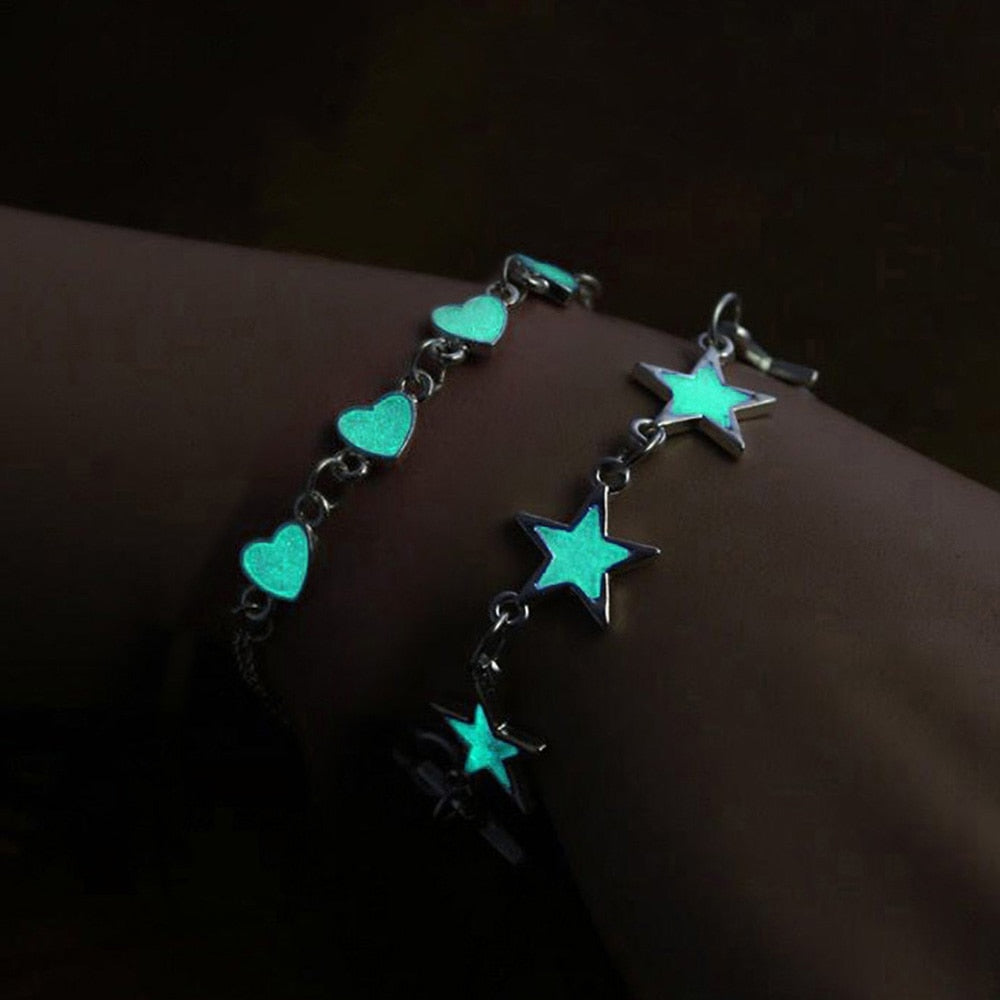 Natural Stone Luminous Yoga Healing Glow In The Dark Bead Bracelet With Lotus Charm